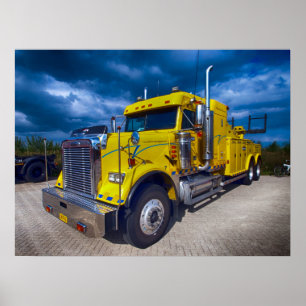Póster Gran camión remolino amarillo