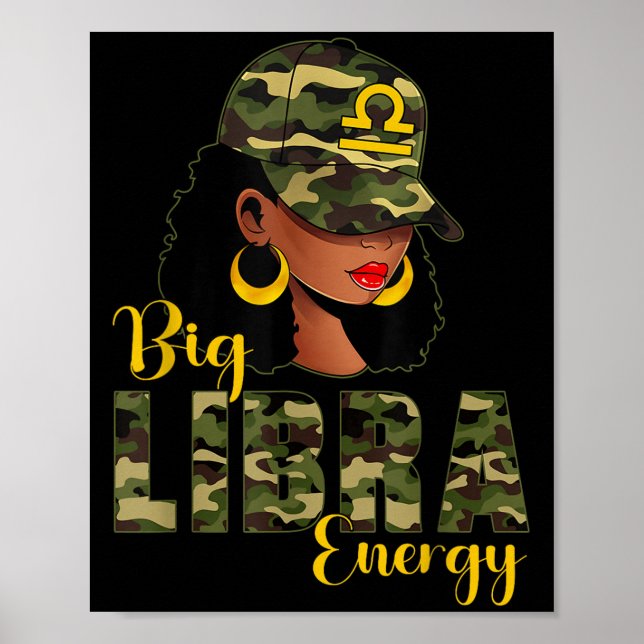 Póster Gran camuflaje de energía de Libra Negro Mujer Cap (Frente)