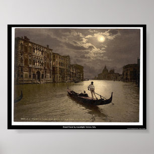Póster Gran Canal a la luz de la luna, Venecia, Italia