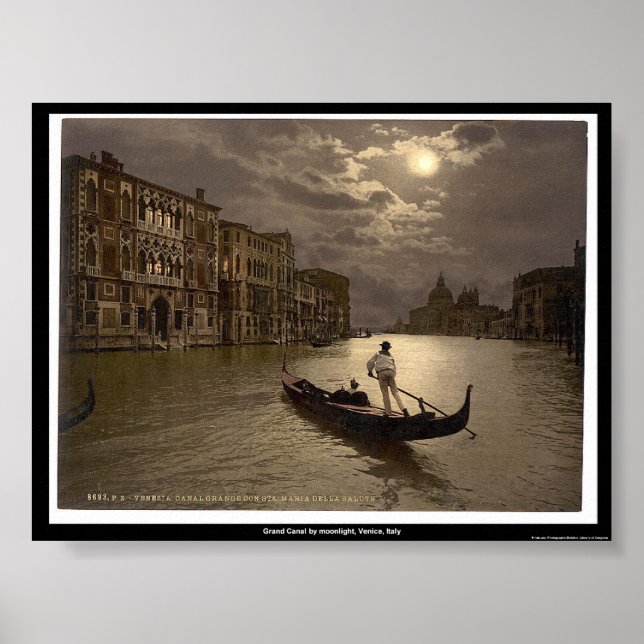Póster Gran Canal a la luz de la luna, Venecia, Italia (Frente)