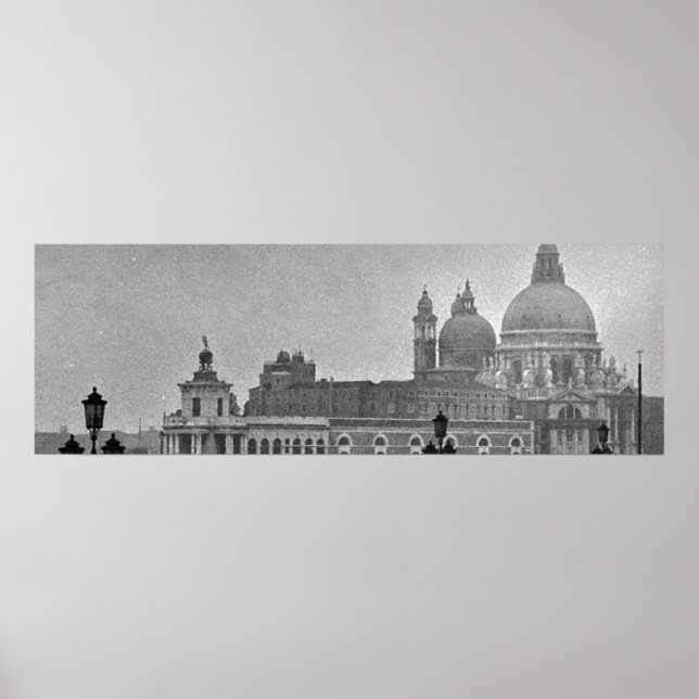 Póster Gran Canal Blanco Negro Venecia Italia Viajes (Frente)