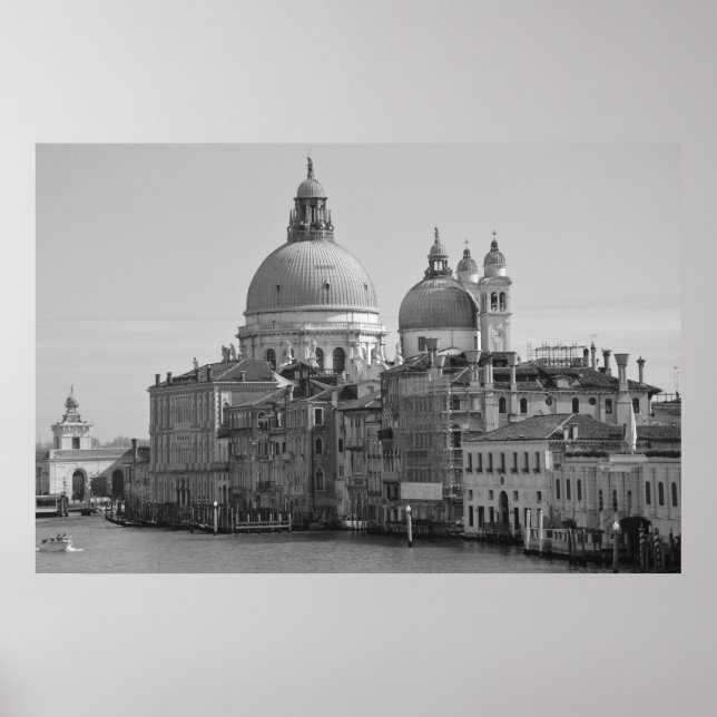 Póster Gran Canal Blanco Negro Venecia Italia Viajes (Frente)