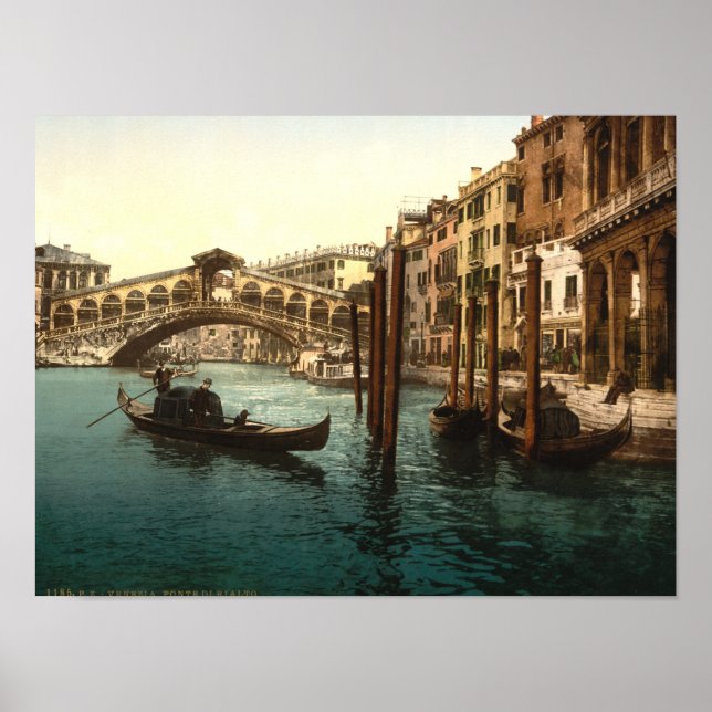 Póster Gran Canal de la Italia del puente Rialto (Frente)