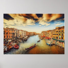 Póster Gran canal de Venecia con góndolas