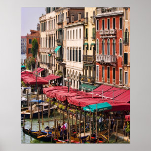 Póster Gran Canal de Venecia Italia con góndolas