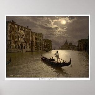 Póster Gran Canal por claro de luna, Venecia, Italia