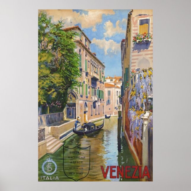 Póster Gran Canal Venecia Italia Viajes de época (Frente)