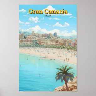 Póster Gran Canaria España Viaje de Vintage