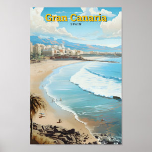 Póster Gran Canaria España Viaje de Vintage