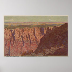 Póster Gran Cañón, Arizona - puesta del sol en pintado