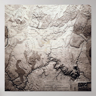 Póster Gran Cañón de Colorado y Utah Mapa Panorámico