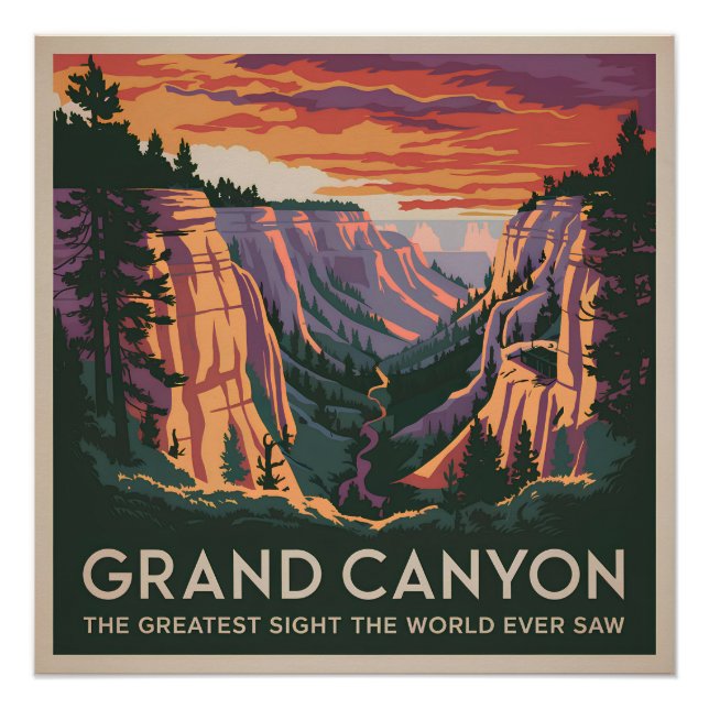 Póster Gran Cañón USA vintage (Anverso)