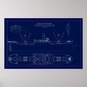 Póster Gran carguero de los Grandes Lagos Lago Fernando P