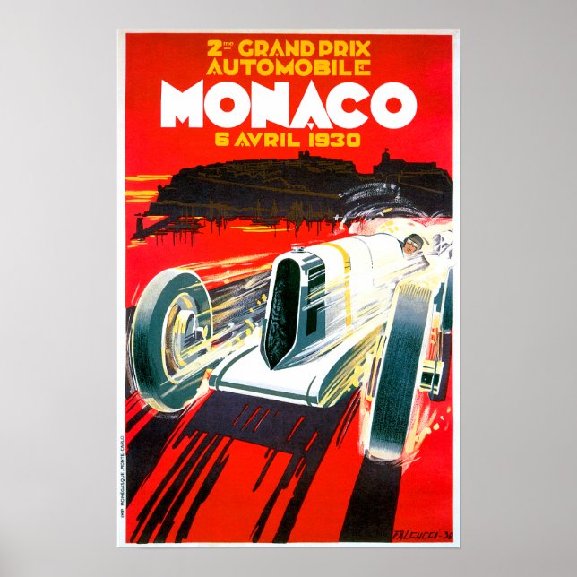 Póster Gran Carrera del Gran Premio de Mónaco~ Anuncio de (Frente)