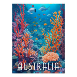 Póster Gran cartel de viaje del arrecife de coral austral