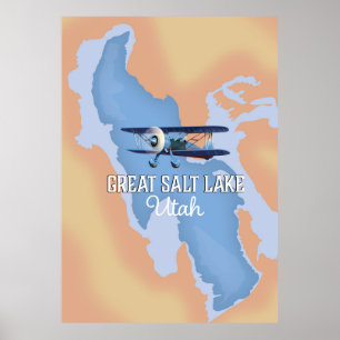 Póster Gran cartel de viaje del mapa de Salk Lake Utah.