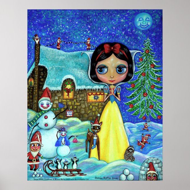 Póster Gran Chica de ojos Navidades Santa Elves Cuidad de (Frente)