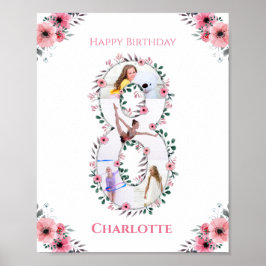 Póster Gran Collage de fotos Chica de cumpleaños 8 Flor r