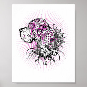 Póster Gran Corazón Negro Danés