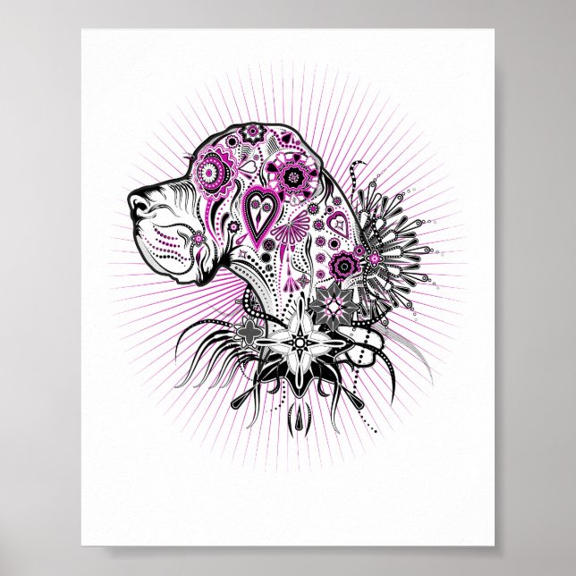 Póster Gran Corazón Negro Danés (Frente)