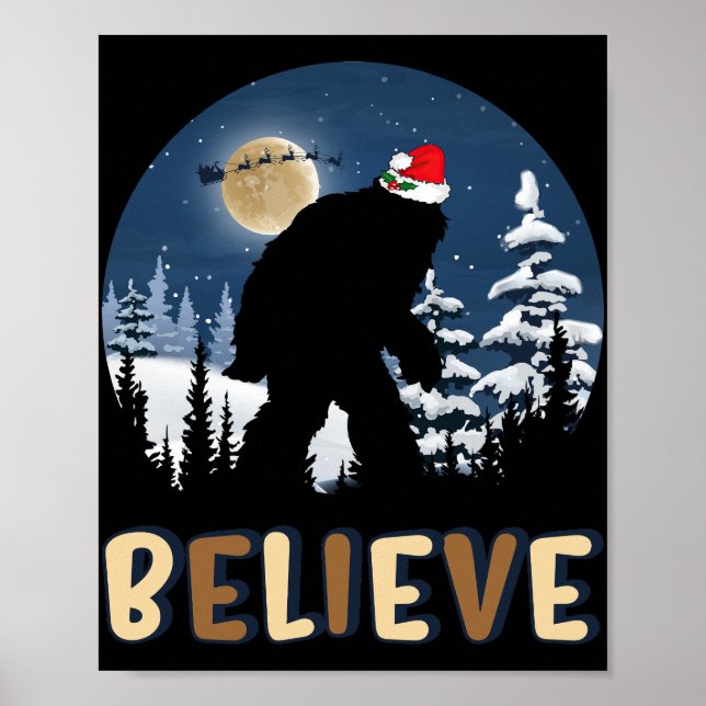 Póster Gran Creencia En Navidades Funny Sasquatch Xmas (Frente)