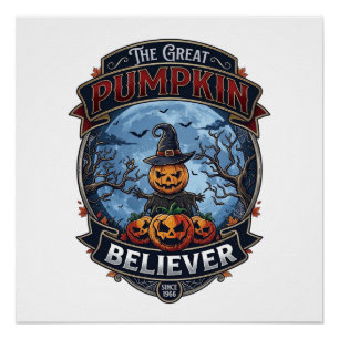 Póster Gran creyente de la calabaza Espantapájaros Sombre