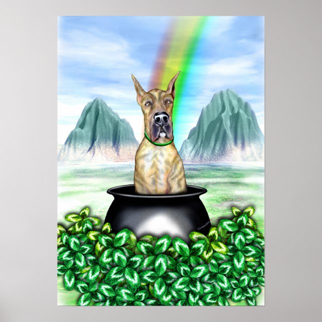 Póster Gran Dane Brindle Pot O Gold (Frente)