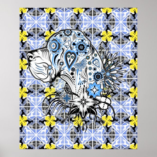 Póster "Gran dane" del poster del tatuaje (Frente)