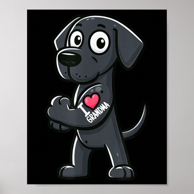 Póster Gran Dane Me Encanta La Abuela Funny Tattoo Perro (Frente)