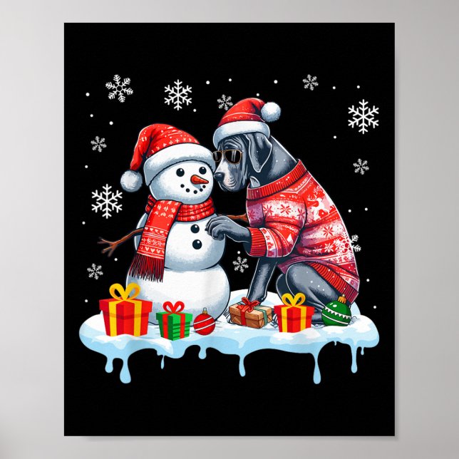 Póster Gran Dane Sungles Sweater Build Snowman Xmas Owne (Frente)