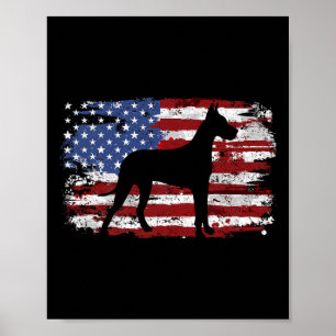 Póster Gran Danés Bandera Americana Vintage