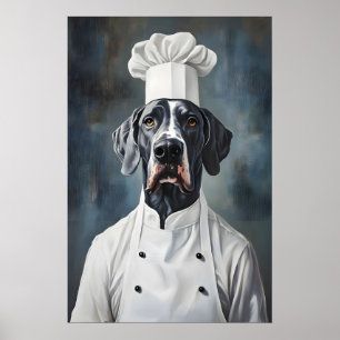 Póster Gran Danés Con Gorro De Chef Póster, Divertido Pós