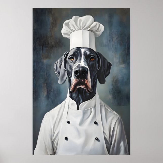 Póster Gran Danés Con Gorro De Chef Póster, Divertido Pós (Frente)