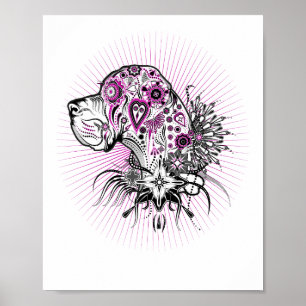 Póster Gran Danés Corazón Negro