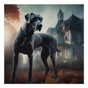 Póster Gran Danés de Halloween Aterrador