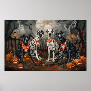 Póster Gran Danés Halloween Espeluznante
