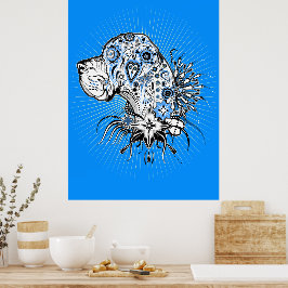 Póster Gran danés sobre azul