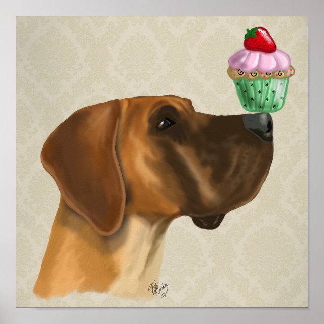 Póster Gran danés y tarta (Frente)