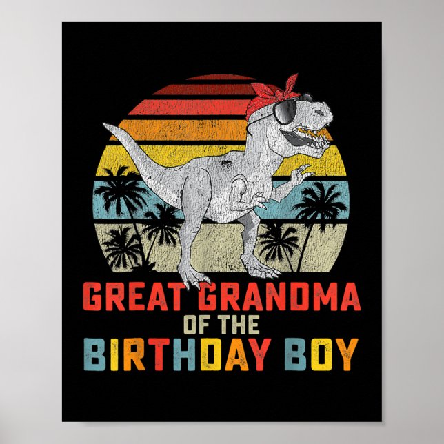 Póster Gran Dinosaurio De La Abuela Del Niño De Cumpleaño (Frente)