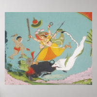 Gran diosa Durga matando al demonio Búfalo