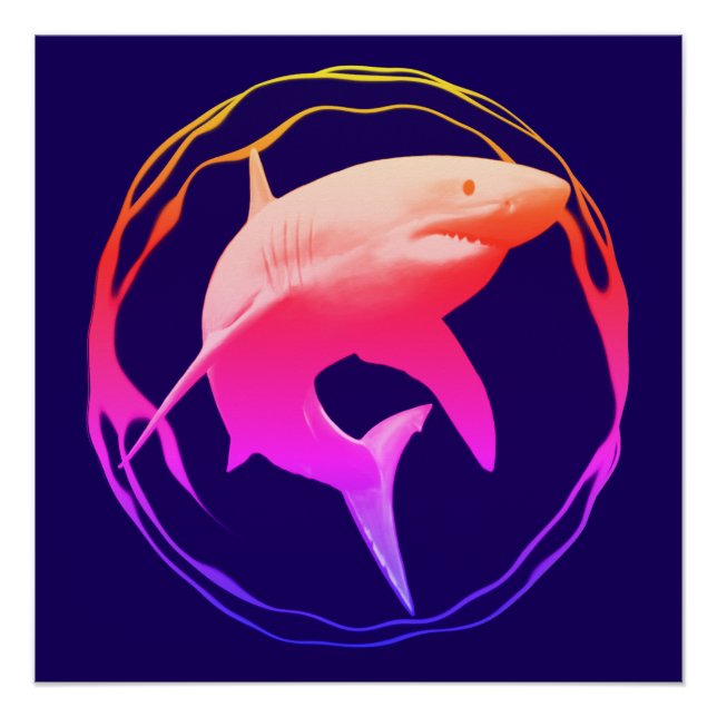 Póster Gran diseño gráfico de tiburones blancos (Anverso)