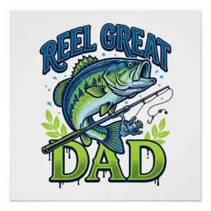 Póster Gran diseño vectorial vintage de pesca de lubina p