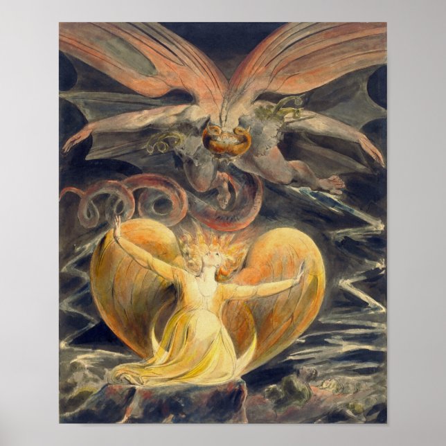 Póster Gran dragón rojo de William Blake (Frente)