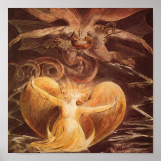 Póster Gran Dragón Rojo y la mujer vestida de sol