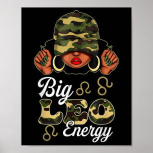 Póster Gran Energía de Leo Mujer Negra Camuflaje Astrolog