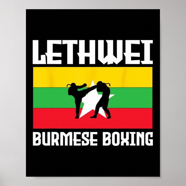 Póster Gran equipo de boxeo de Lethwei en Birmania Kickb (Frente)