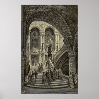Póster Gran escalera funda Ópera de París 1877