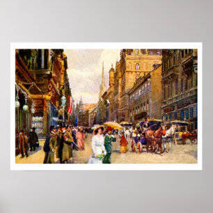 Póster Gran escena de la época belle vintage Viena Austri