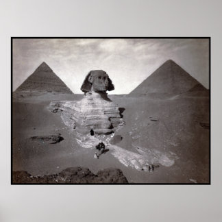 Póster Gran Esfinge de la Necrópolis de Giza y Pirámides