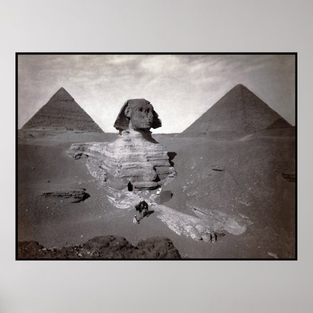 Póster Gran Esfinge de la Necrópolis de Giza y Pirámides (Frente)
